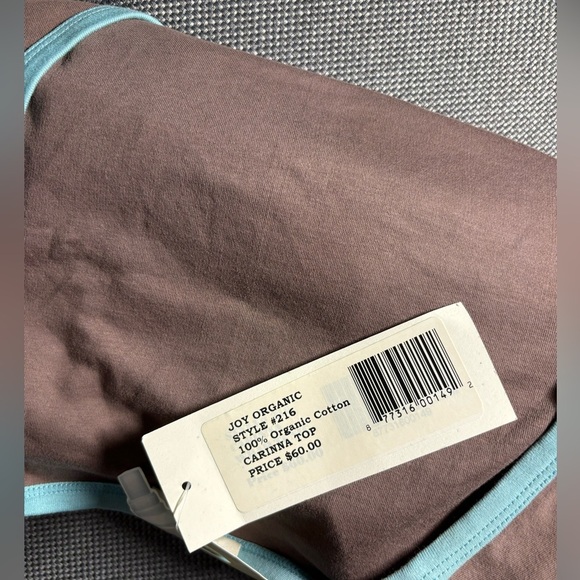 JOY ORGANIC brown & light blue tunic top wrap dress. 100% organic cotton. Soft. - Picture 12 of 12